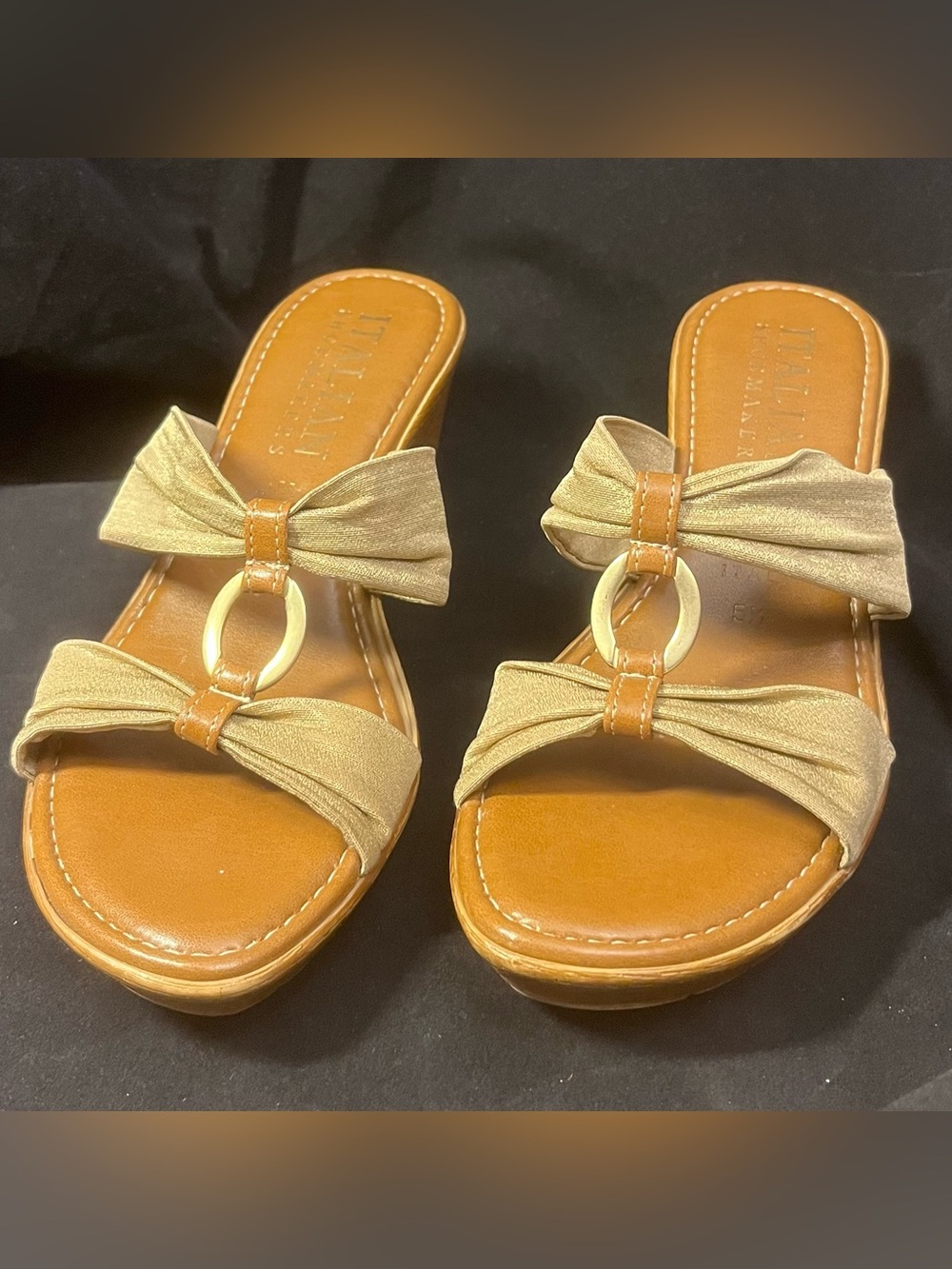Italian Shoemakers Gold-Tone Slide Sandals